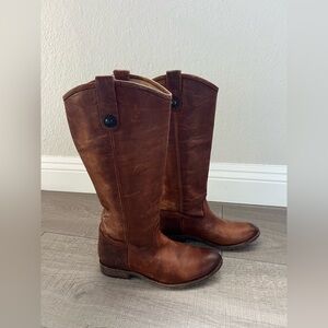 Frye Melissa Cox Cognac Brown Leather Boots Womens 7.5 B